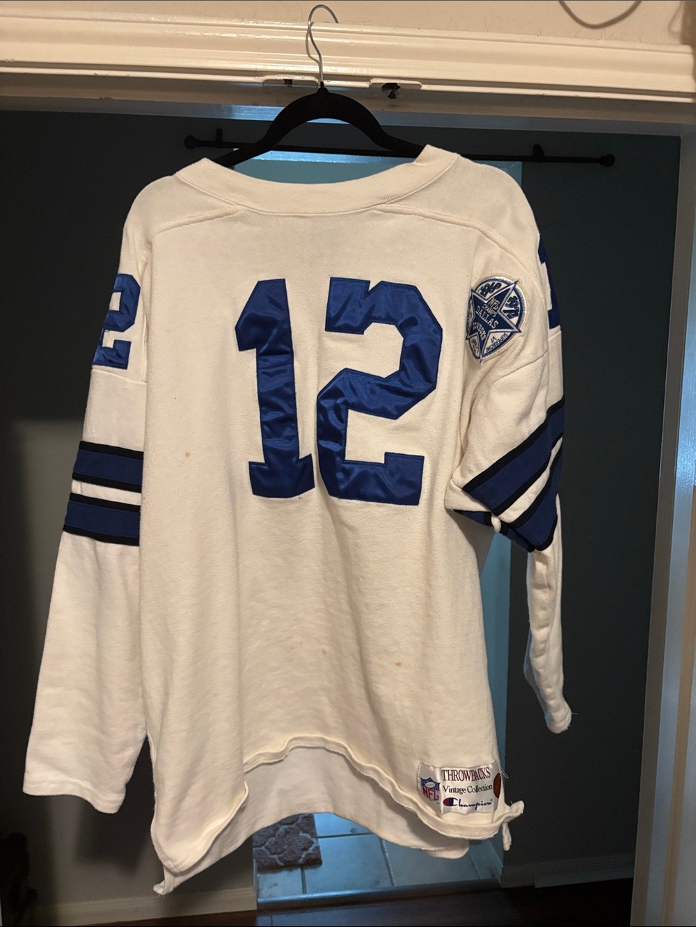 Roger Staubach Champion White Crewneck Sweater Dallas Cowboys XL